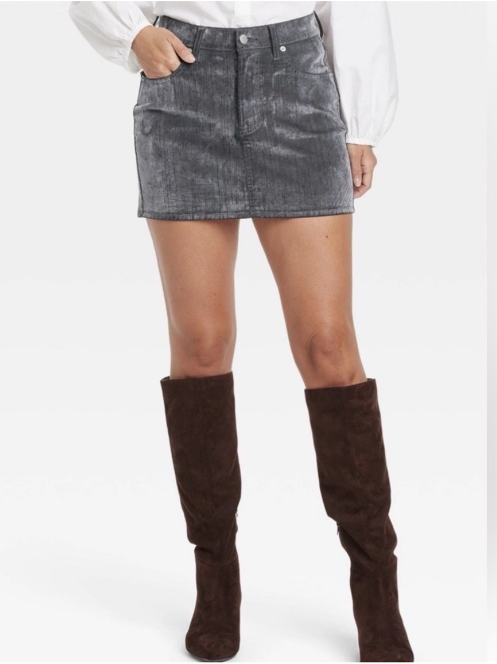 Universal Thread Flocked Mini Skirt Blue Gray Size 8 | NWT